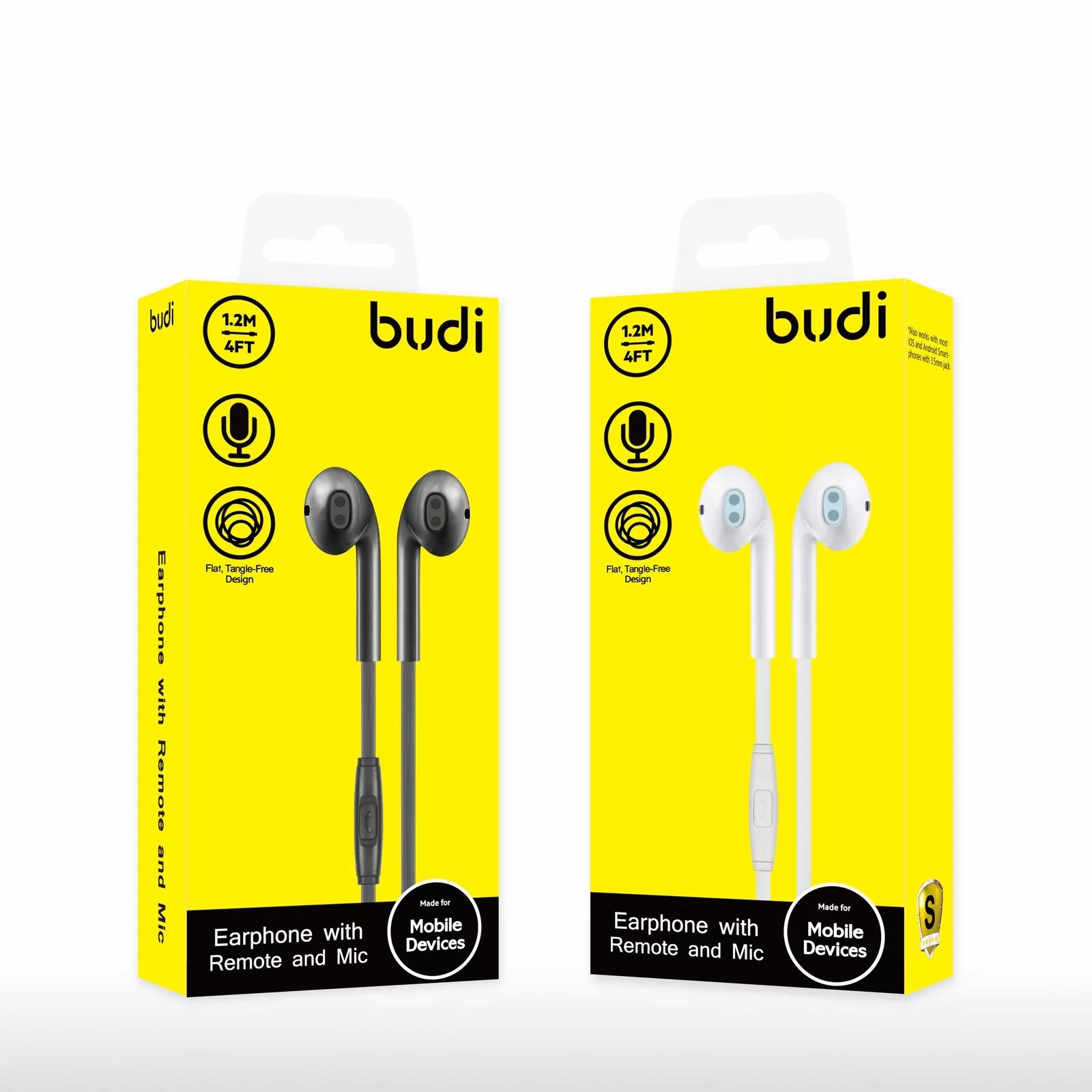 Budi Earphone With Remote & Mic 1.2m